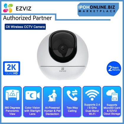 EZVIZ C6 2K+ 4MP Full HD Resolution Pan & Tilt 360° Panoramic View Wireless CCTV Camera